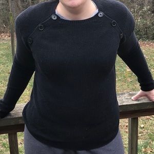 Lauren by Ralph Lauren Button Shoulder Crew Neck